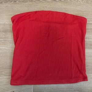 red ribbed tube top